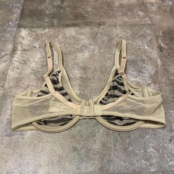 delicates size 36c y2k beige mesh overlay zebra print bra - Picture 2 of 7